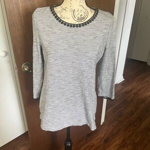 Talbots Black and White Striped Top